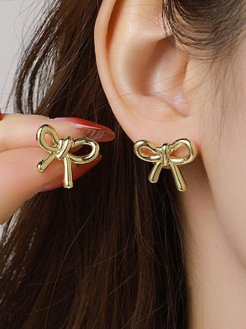 AKISON JEWELS Contemporary bow shaped Studs Earrings