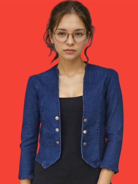 OOTPTAANG Cotton Crop Button Shrug