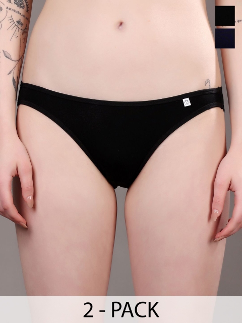 Moda Rapido Women Pack Of 2 Low-Rise Anti Microbial Bikini Briefs