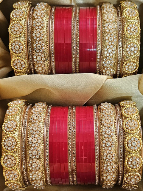 Mehpriye Set of 2 Red Bridal Bangles Set - Image 3