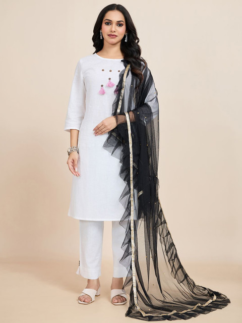 House of Pataudi Embellished Frill-Detail Dupatta