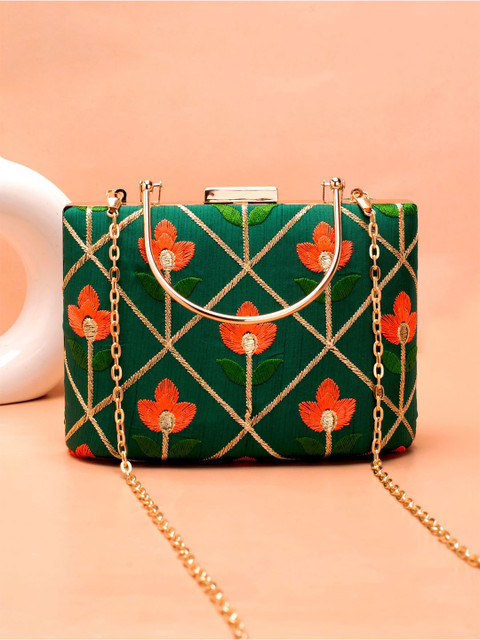 ARTKLIM Floral Embroidered Box Clutch