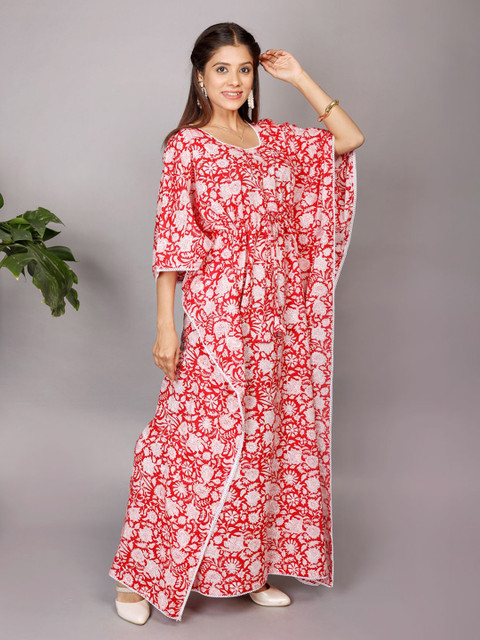 MOTHERHOOD BY SNEHAL Women Ethnic Motifs Printed Cotton Maternity Kaftan Maxi Dress