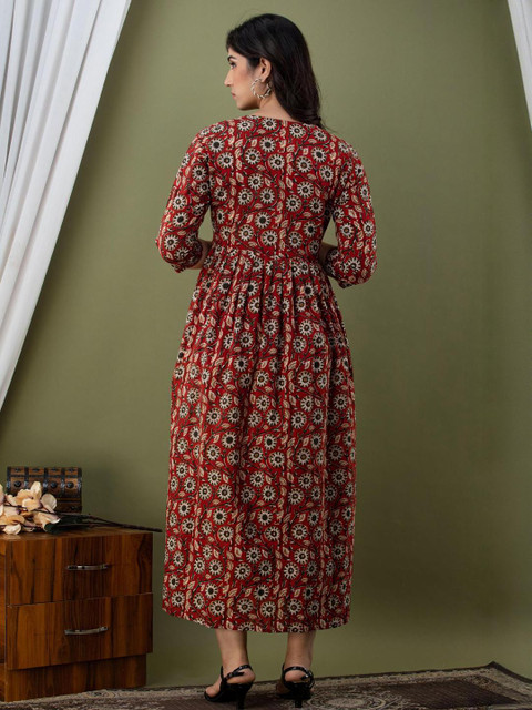 FASHION CLOUD Printed Maternity Kurta with Feeding Zip