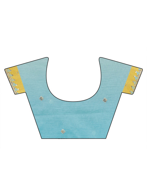 K 5 Fashion Floral Embellished Beads and Stones Pure Chiffon Saree - Image 6