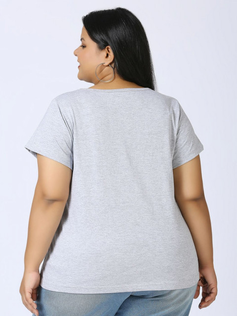 Vaishvik Women Plus Size Solid Round Neck Pure Cotton T-shirt - Image 5