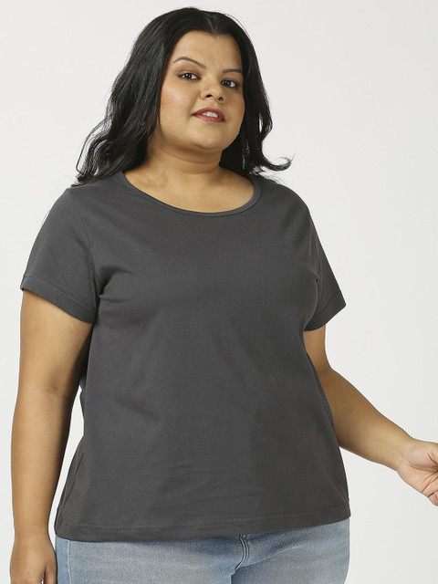 Vaishvik Women Plus Size Pure Cotton T-shirt
