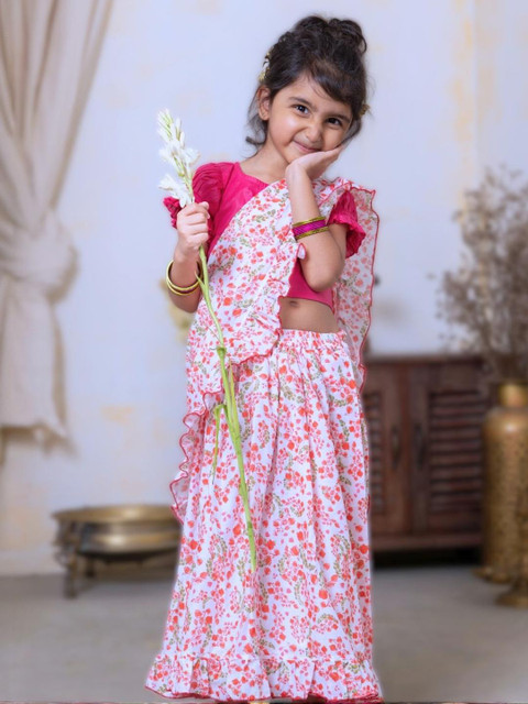Tura Turi Girls Floral Printed Ready to Wear Saree