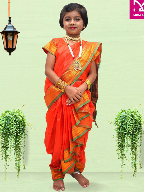 Mom and Me Kids-Girls Yellow Sarees