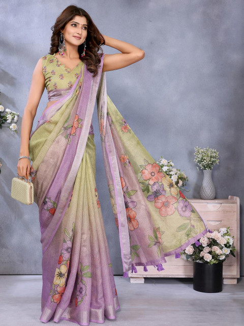 vj fashion Women Violet Sarees