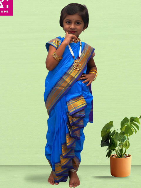 Mom and Me Kids-Girls Blue Sarees