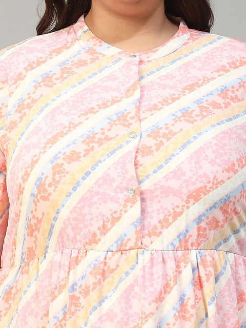 Oxolloxo Plus Size Striped Fit & Flare Midi Dress - Image 2