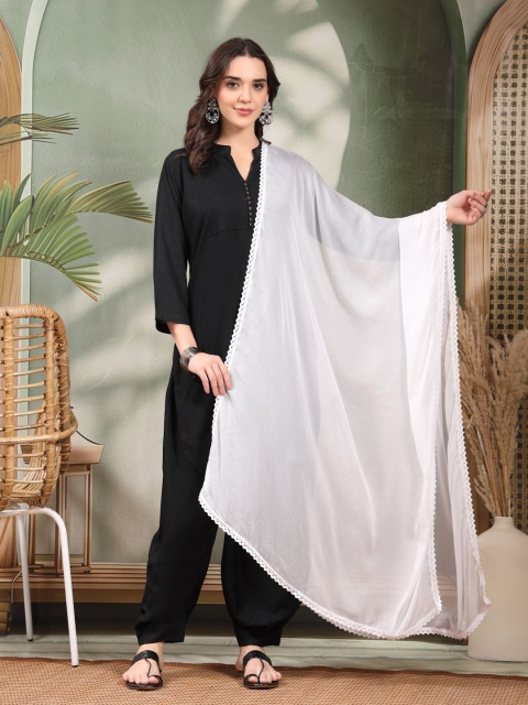 Clora Creation Lace Work Chiffon Dupatta
