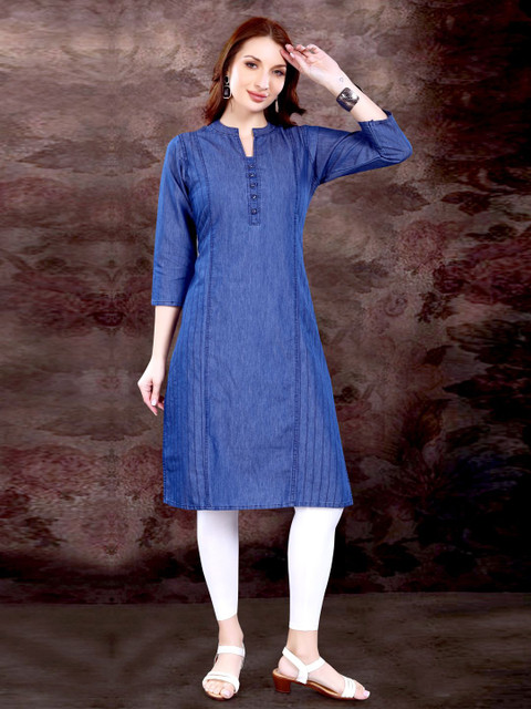 SK Creation Women Mandarin Collar Straight Kurta