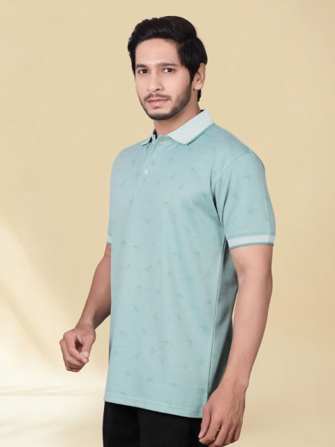 Divra Clothing Men Printed Polo Collar Jaqquard T-shirt - Image 3