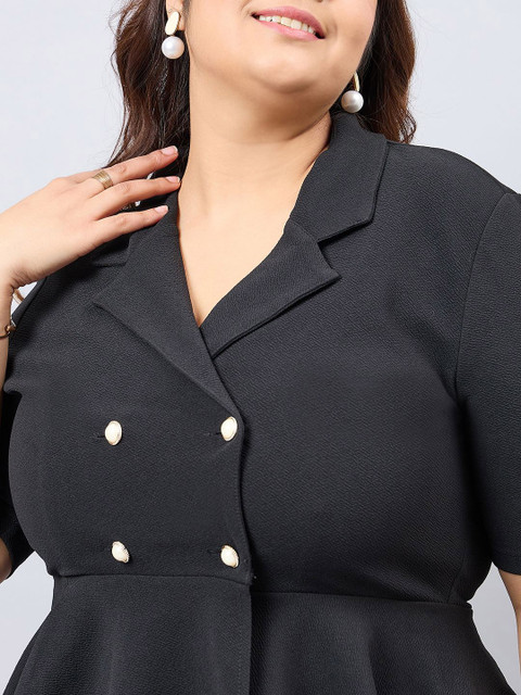 Sztori Plus Size Lapel Collar Top With Trousers - Image 2