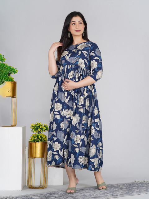 RANGEELO JAIPUR Women Floral Printed Maternity Anarkali Kurta