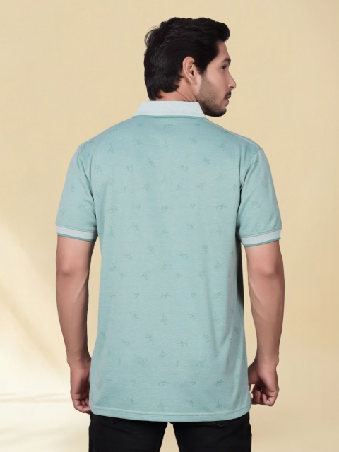 Divra Clothing Men Printed Polo Collar Jaqquard T-shirt - Image 5