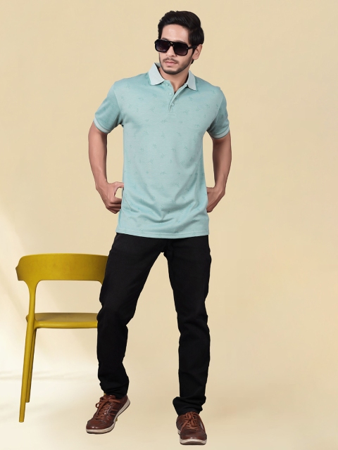 Divra Clothing Men Printed Polo Collar Jaqquard T-shirt - Image 6