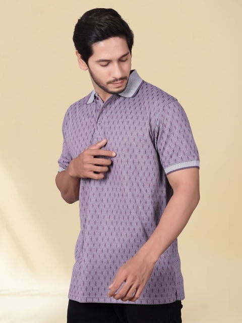 Divra Clothing Men Geometric Printed Regular Fit Polo Collar T-shirt - Image 3