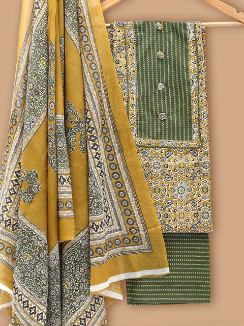 SALWAR STUDIO Floral Printed Pure Cotton Unstitched Dress Material