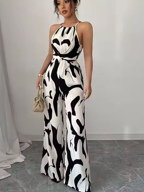 StyleCast Women Halter Neck Printed Cotton Basic Jumpsuit