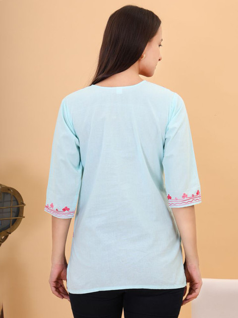 ZREMA Women XS Ethnic Motifs Embroidered Thread Work Kurti - Image 5