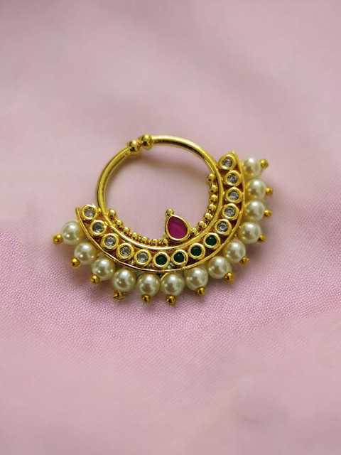 Opal Touch Gold-Plated Cubic Zirconia Studded Stud Nosepin