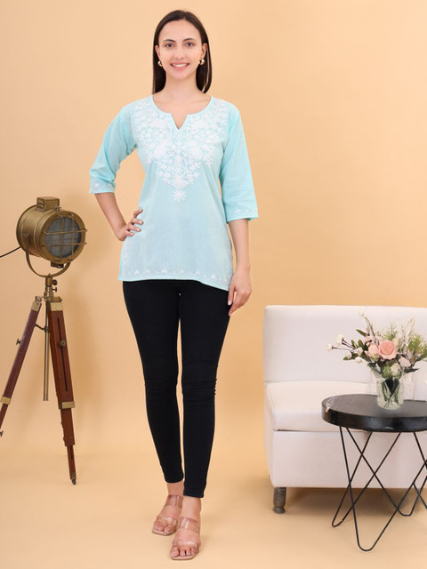 ZREMA Women XS Ehnic Motifs Embroidered Thread Work Kurti - Image 6