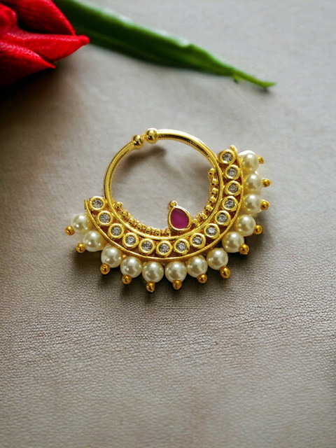 Opal Touch Gold-Plated Cubic Zirconia Studded Stud Nosepin