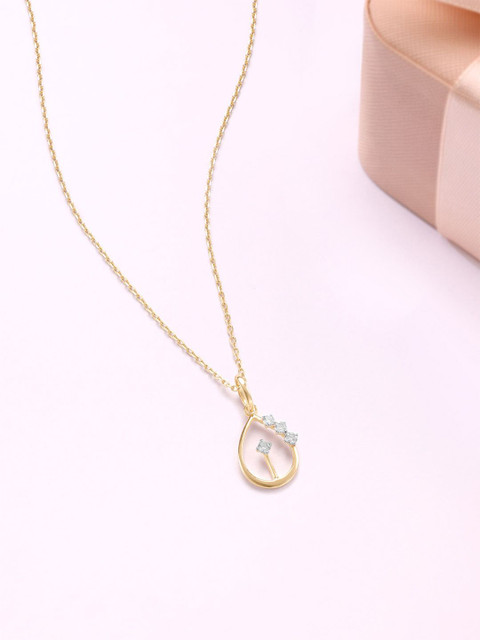 Mia by Tanishq 14KT Gold Gleaming Teardrop Diamond Pendant
