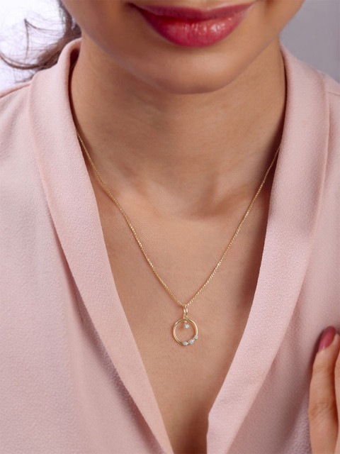 Mia by Tanishq 14KT Gold Twinkling Loop Diamond Pendant