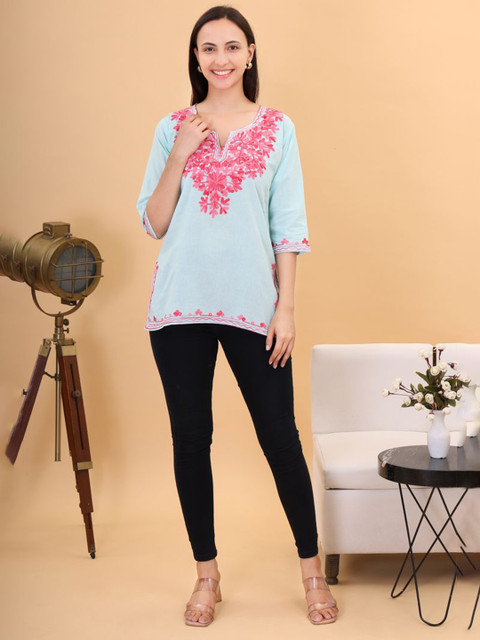 ZREMA Women XS Ethnic Motifs Embroidered Thread Work Kurti - Image 6