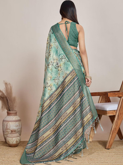 KALINI Floral Zari Tissue Handloom Saree - Image 5