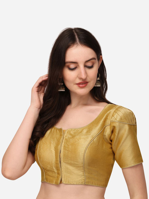 HERE&NOW Round Neck Puff Sleeves Readymade Saree Blouse