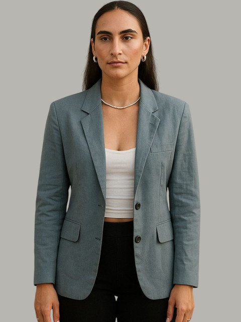 Talethread Linen Cotton Single-Breasted Casual Blazer