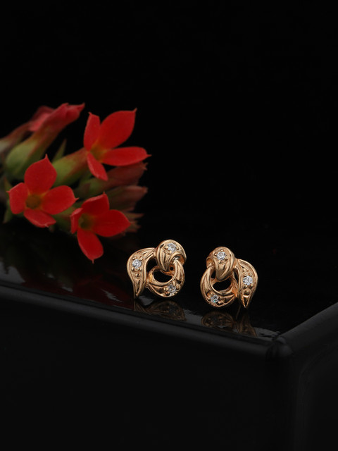 Carlton London 925 Sterling Silver 18kt Rose Gold Plated CZ Mini Stud Earring