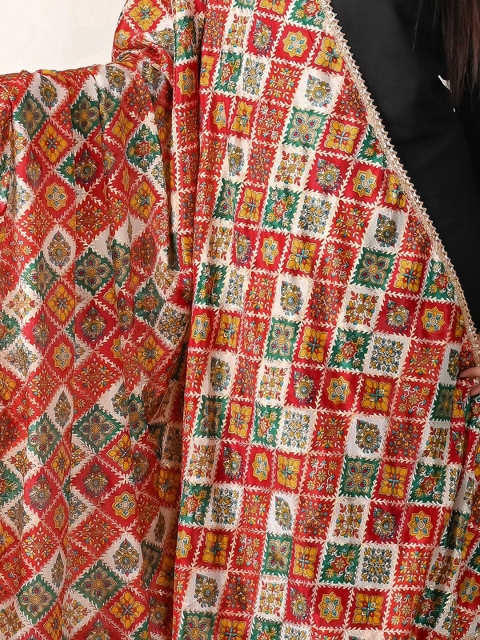 Apratim Floral Printed Silk Dupatta - Image 2