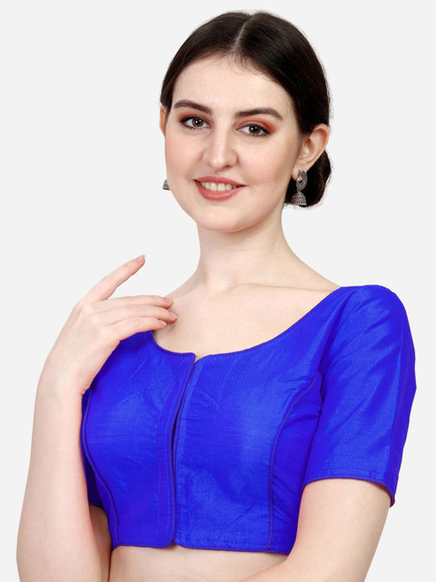 HERE&NOW Soft Silk Round Neck Readymade Saree Blouse