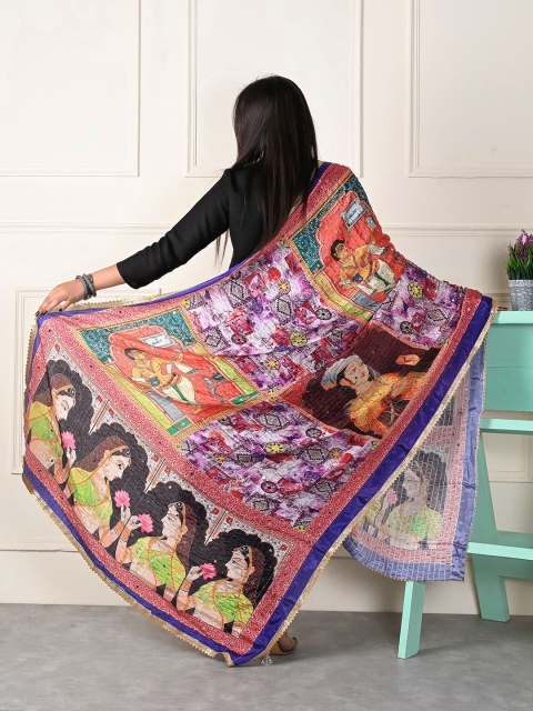 Apratim Ethnic Motifs Printed Silk Dupatta - Image 3