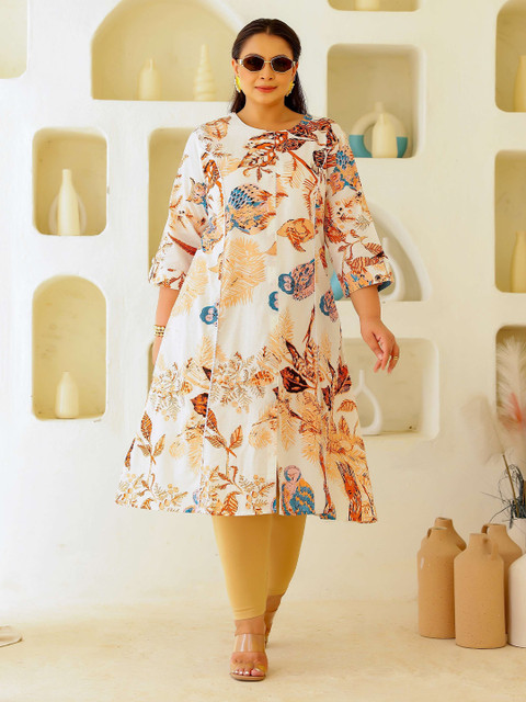 FLAVIA CREATION Women Floral Printed Round Neck Cotton Kurta