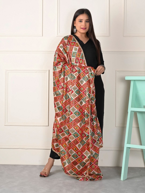 Apratim Floral Printed Silk Dupatta - Image 3