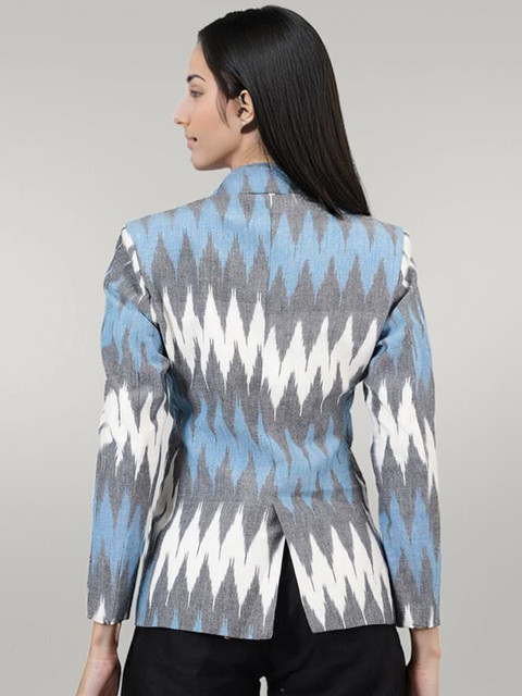Talethread Ikat Printed Cotton Single-Breasted Casual Blazer - Image 4