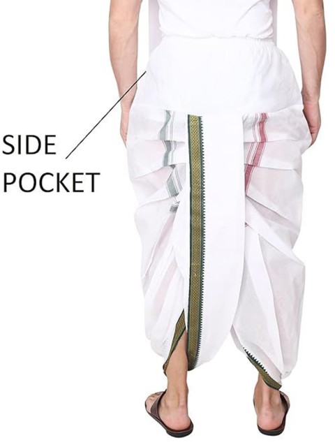 RAMESHWARAM FABRICS Men Pure Cotton Ready To Wear Dhotis - Image 4