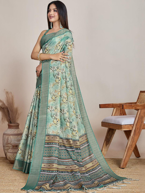 KALINI Floral Zari Tissue Handloom Saree - Image 4