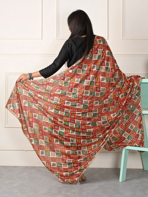 Apratim Floral Printed Silk Dupatta - Image 4