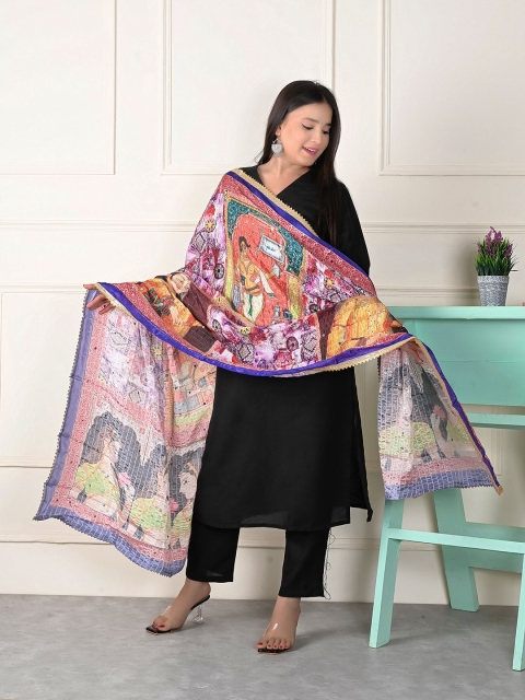 Apratim Ethnic Motifs Printed Silk Dupatta - Image 4