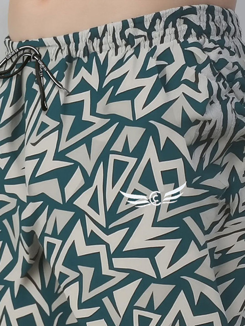 CHROME & CORAL Men Pack Of 2 Geometric Printed Cotton Shorts - Image 3