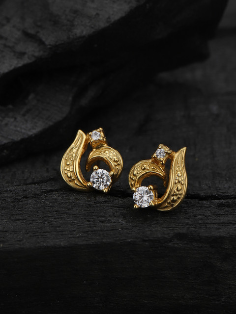 VANBELLE 925 Sterling Silver 18kt Gold Plated CZ Contemporary Petite Stud Earring
