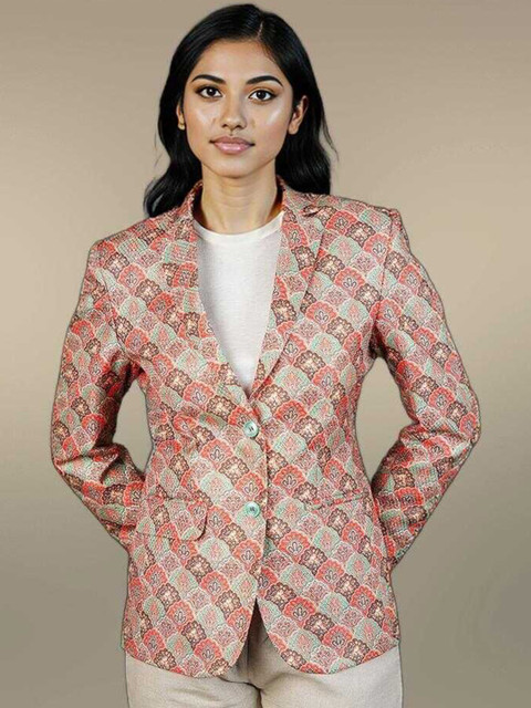 Talethread Printed Single-Breasted Casual Blazer